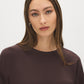 Coffee Bean Cloud Fleece Top with Drop Shoulder Sleeves - Suzy Shier