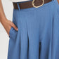 Light Denim Blue Wide-Leg Pull-On Pant with Belt - Belt Detail - Suzy Shier