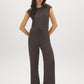 Charcoal Textured Knit Wide-Leg Pull-On Pant - Woman Wearing Relaxed Fit Knit Pants - Suzy Shier
