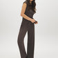 Charcoal Textured Knit Wide-Leg Pull-On Pant - Side Profile View - Suzy Shier