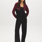 Zinfandel and Jet Black Color Block Fleece Jacket - Front View - Suzy Shier