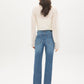 Medium Wash Rhinestone Straight Leg Denim Pant - Back View - Suzy Shier