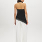 Jet Black Mock Neck Halter Top with Lace Trim - Back View - Suzy Shier