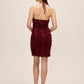 Bordeaux Halter Neck 3D Floral Mesh Dress - Back View - Le Chateau