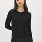 Black Cable Stitch Button-Front Cardigan - Woman Wearing Knit Sweater - Suzy Shier