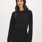 Black Cloud Fleece Top with Drop Shoulder Sleeves - Suzy Shier