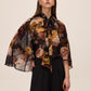 Dijon Print Floral Tie Neck Cape Top - Flowing Silhouette with Elegant Detail - Le Chateau