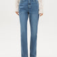 Medium Wash Rhinestone Straight Leg Denim Pant - Front View - Suzy Shier