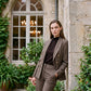 Oatmeal Check Double-Breasted Blazer - Woman Wearing Tailored Woven Jacket - Le Chateau