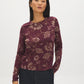 Winetasting Floral Crew Neck Jersey Top - Woman Wearing Long Sleeve Floral Print Top - Suzy Shier