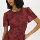 Apple Butter Floral Print Chiffon Dress - Close-up Fabric Detail - Suzy Shier