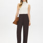 Coffee Bean High-Rise Barrel Leg Knit Pants - Woman Wearing Casual Knit Pants - Suzy Shier