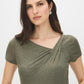 Kalamata Asymmetrical Neck Melange Top - Front View - Suzy Shier
