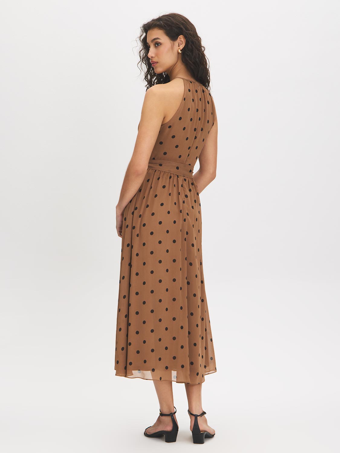 Woodsmoke Polka Dot Halter Midi Dress - Back View - Suzy Shier
