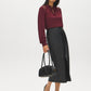 Zinfandel Balloon Sleeve Knit Top with Crochet Shoulders - Front View - Suzy Shier