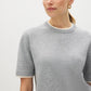 Grey Mix Double Layer Knit Sweater Tee - Close-up Fabric Detail - Suzy Shier
