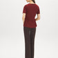 Syrah Button Front Peplum Crepe Top - Back View - Suzy Shier