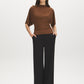 Bison Funnel Neck Knit Top with Kimono Sleeves - Front View - Suzy Shier