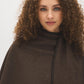 Grey Melange Woven Cape with Contrast Scarf - Front View - Suzy Shier