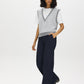 Grey Melange Crew Neck Jersey Top with Hacci Vest - Front View - Suzy Shier