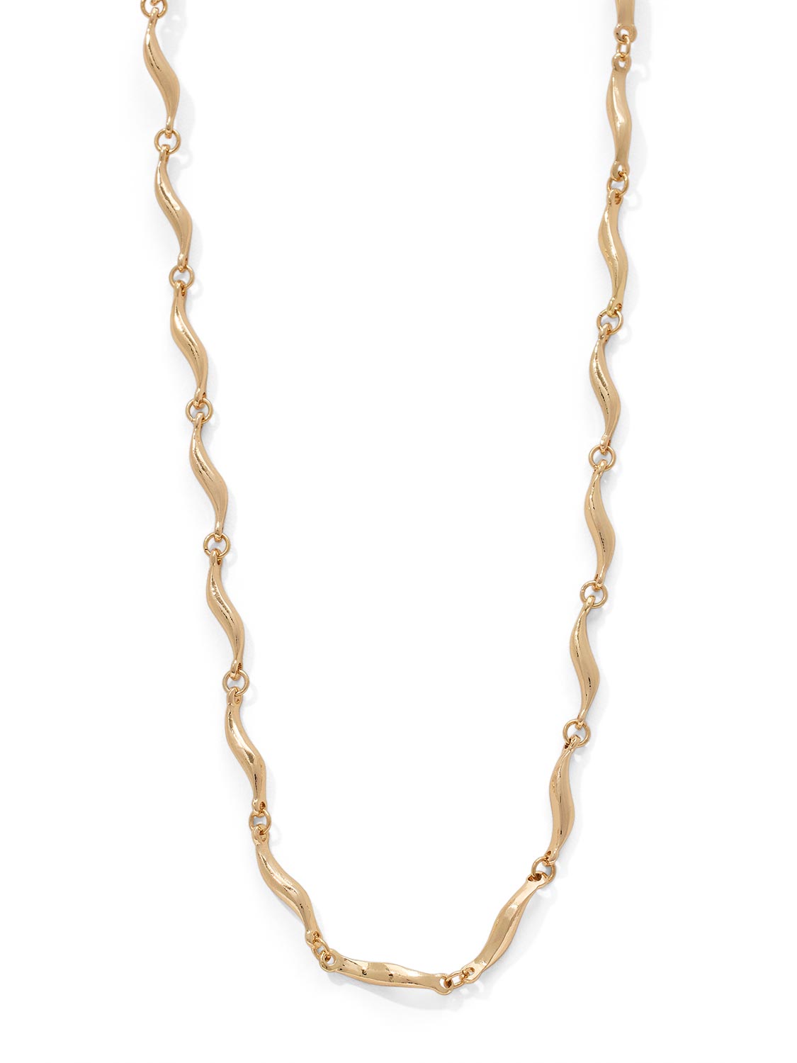 Wave Link Necklace - Close-up of Gold-Tone Wave Design - Suzy Shier