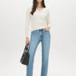 Snow White Ribbed V-Neck Cardigan Sweater - Front View - Suzy Shier