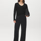 Black Brushed Tencel Straight Leg Pant - Woman Wearing Relaxed Fit Trousers - Suzy Shier