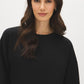 Black Cloud Fleece Top with Drop Shoulder Sleeves - Suzy Shier
