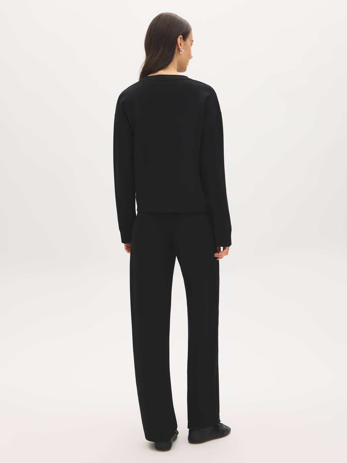 Black Cloud Fleece Top with Drop Shoulder Sleeves - Suzy Shier