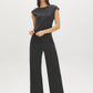 Charcoal Textured Asymmetrical Dolman Sleeve Top - Front View - Suzy Shier