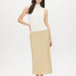Snow White Sleeveless Rib Knit Sweater - Woman Wearing High Funnel Neck Top - Suzy Shier