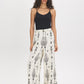 White Wide-Leg Viscose Pants with Black Border Print - Woman Wearing Casual Pull-On Pants - Suzy Shier
