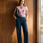 Dusty Pink Floral Mesh Boat Neck Top - Woman Wearing Long Sleeve Printed Top - Suzy Shier