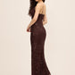 Coco Powder Sequin Mesh Gown with Animal Pattern - Woman Wearing Elegant Evening Dress - Le Chateau