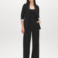 Black Notch Collar Knit Blazer with Stripe Cuff - Woman Wearing Tailored Blazer with Flap Pockets - Suzy Shier