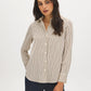 Winter White and Bison Stripe Twill Oversized Blouse - Front View - Suzy Shier