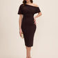 Coco Powder Asymmetrical Neckline Sheath Dress - Woman Wearing Elegant Fitted Dress - Le Chateau