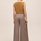 Oatmeal Mix Pleated Wide Leg Pants - Back View - Le Chateau