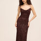Coco Powder Sequin Mesh Gown with Animal Pattern - Woman Wearing Elegant Evening Dress - Le Chateau