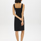 Black Belted Knit Dress with Button Detail - Back View - Suzy Shier