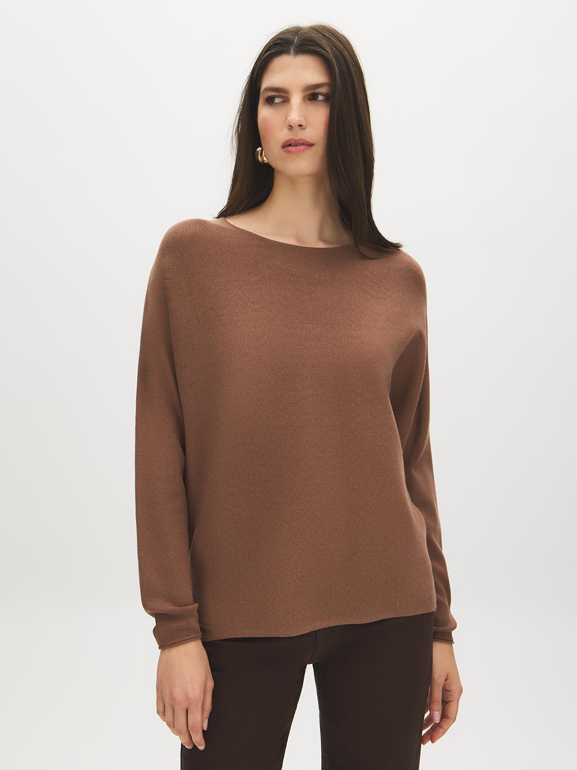 Bison Dolman Sleeve Knit Sweater - Front View - Suzy Shier