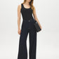 Black Sleeveless Organic Cotton Scoop Neck Tank - Woman Wearing Fitted Tank Top - Suzy Shier