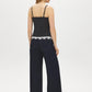 Charcoal Melange Lace Trim Tank Top - Back View - Suzy Shier