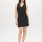 Black V-Neck Sleeveless Knit Dress - Woman Wearing Fitted A-Line Dress - Suzy Shier