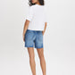 Snow White Printed Scarf Satin Front Top - Woman Wearing Satin Front Knit Top - Suzy Shier