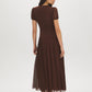 Milk Chocolate Textured Chiffon Midi Dress - Back View - Suzy Shier