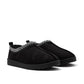 Black Microfiber Clog with Faux Fur Lining - Front Angled View - Suzy Shier