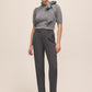 Grey Mix Self-Belt Pleated Slim Pants - Woman Wearing Tailored Trousers with Self-Tie Belt - Le Chateau