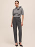 Grey Mix Self-Belt Pleated Slim Pants - Woman Wearing Tailored Trousers with Self-Tie Belt - Le Chateau