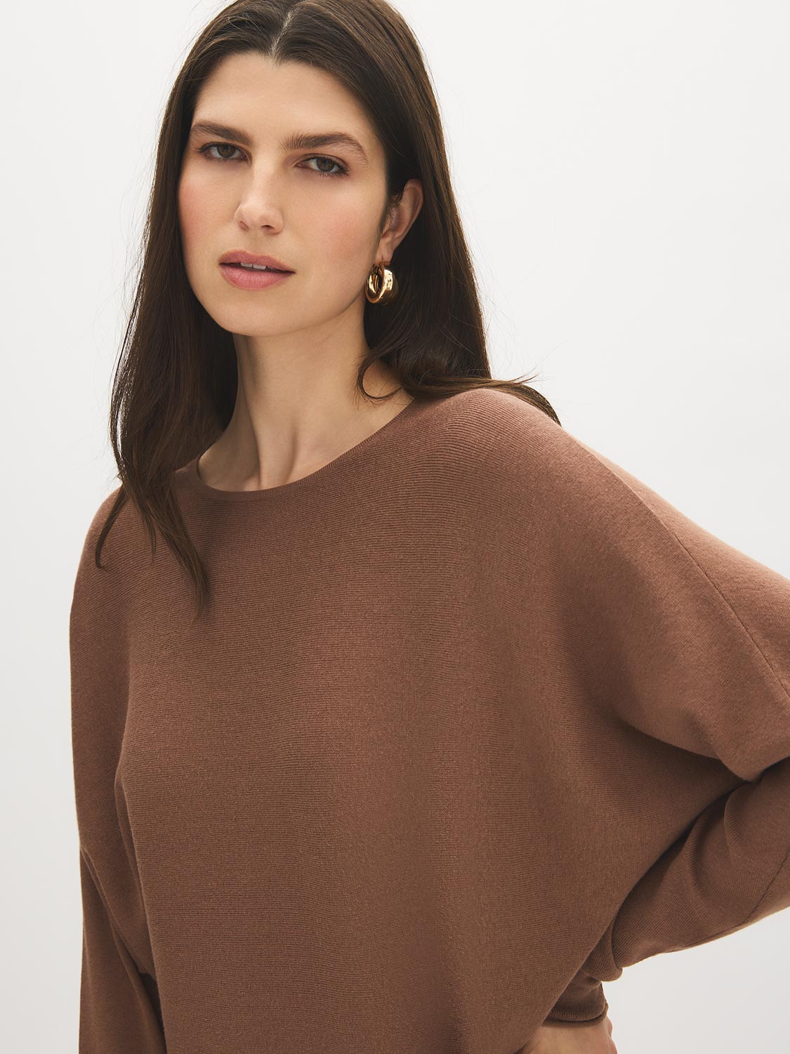 Bison Dolman Sleeve Knit Sweater - Close-up Detail - Suzy Shier